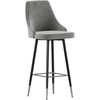 image:imageFlash Furniture Shelly Set of 2 Commercial Bar Height Bar Stools  Gray LeatherSoft Upholstery  Black Metal Frames  30 High  Chrome Feet and Footrests