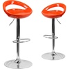 image:imageFlash Furniture Wilson 2 Pack Contemporary Black Plastic Adjustable Height Barstool with Rounded Cutout Back and Chrome BaseOrange