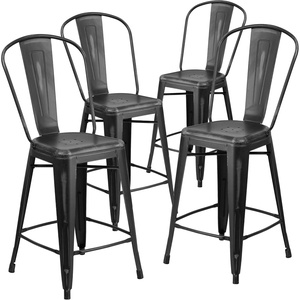 image:imageFlash Furniture 24 in Metal IndoorOutdoor Counter Stool Black 4Pack