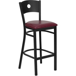 image:imageFlash Furniture HERCULES Series Black Circle Back Metal Restaurant Barstool  Burgundy Vinyl SeatRed