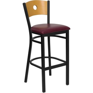 image:imageFlash Furniture HERCULES Series Black Circle Back Metal Restaurant Barstool  Natural Wood Back Black Vinyl SeatNatural Wood BackBurgundy Vinyl SeatBlack Metal Frame