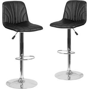 image:imageFlash Furniture Ryan 2 Pack Contemporary Black Vinyl Adjustable Height Barstool with Embellished Stitch Design and Chrome BaseBlack