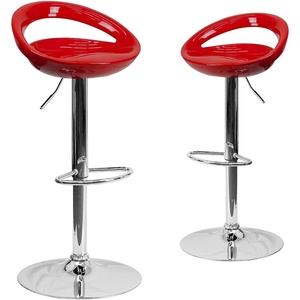 image:imageFlash Furniture Wilson 2 Pack Contemporary Black Plastic Adjustable Height Barstool with Rounded Cutout Back and Chrome BaseRed