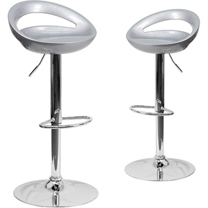 image:imageFlash Furniture Wilson 2 Pack Contemporary Black Plastic Adjustable Height Barstool with Rounded Cutout Back and Chrome BaseSilver