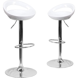 image:imageFlash Furniture Wilson 2 Pack Contemporary Black Plastic Adjustable Height Barstool with Rounded Cutout Back and Chrome BaseWhite