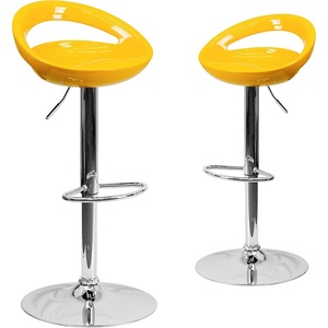image:imageFlash Furniture Wilson 2 Pack Contemporary Black Plastic Adjustable Height Barstool with Rounded Cutout Back and Chrome BaseYellow
