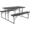 image:imageFlash Furniture 45 ft Wood Folding Picnic Table and Benches WhiteBrown