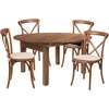 image:imageFlash Furniture HERCULES Series 60 Round Solid Pine Folding Farm Dining Table Set with 4 Cross Back Chairs and Cushions