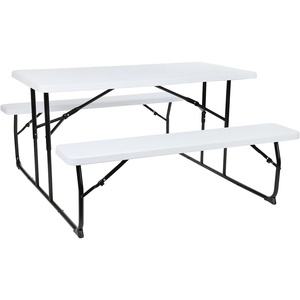 image:imageFlash Furniture 45 ft Wood Folding Picnic Table and Benches WhiteWhite Wood Grain