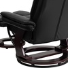 image:imageFlash Furniture Contemporary MultiPosition Recliner with Horizontal Stitching and Ottoman with Swivel Mahogany Wood Base in Black Leather
