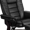 image:imageFlash Furniture Contemporary MultiPosition Recliner with Horizontal Stitching and Ottoman with Swivel Mahogany Wood Base in Black Leather