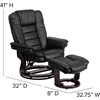 image:imageFlash Furniture Contemporary MultiPosition Recliner with Horizontal Stitching and Ottoman with Swivel Mahogany Wood Base in Black Leather