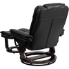 image:imageFlash Furniture Contemporary MultiPosition Recliner with Horizontal Stitching and Ottoman with Swivel Mahogany Wood Base in Black Leather